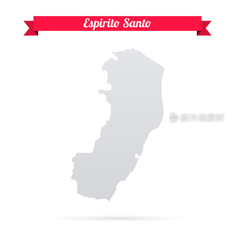 Espirito Santo地图，白色背景，红色横幅